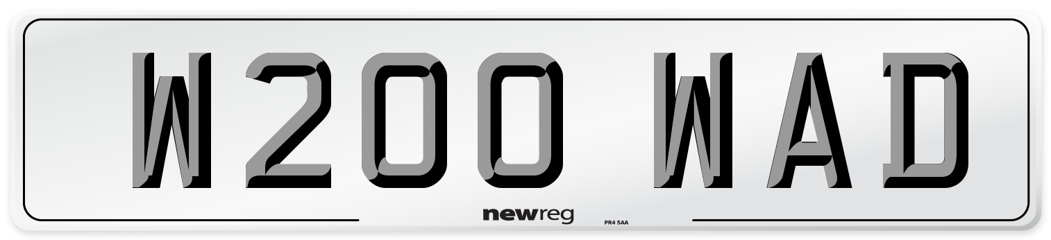 W200 WAD Number Plate from New Reg